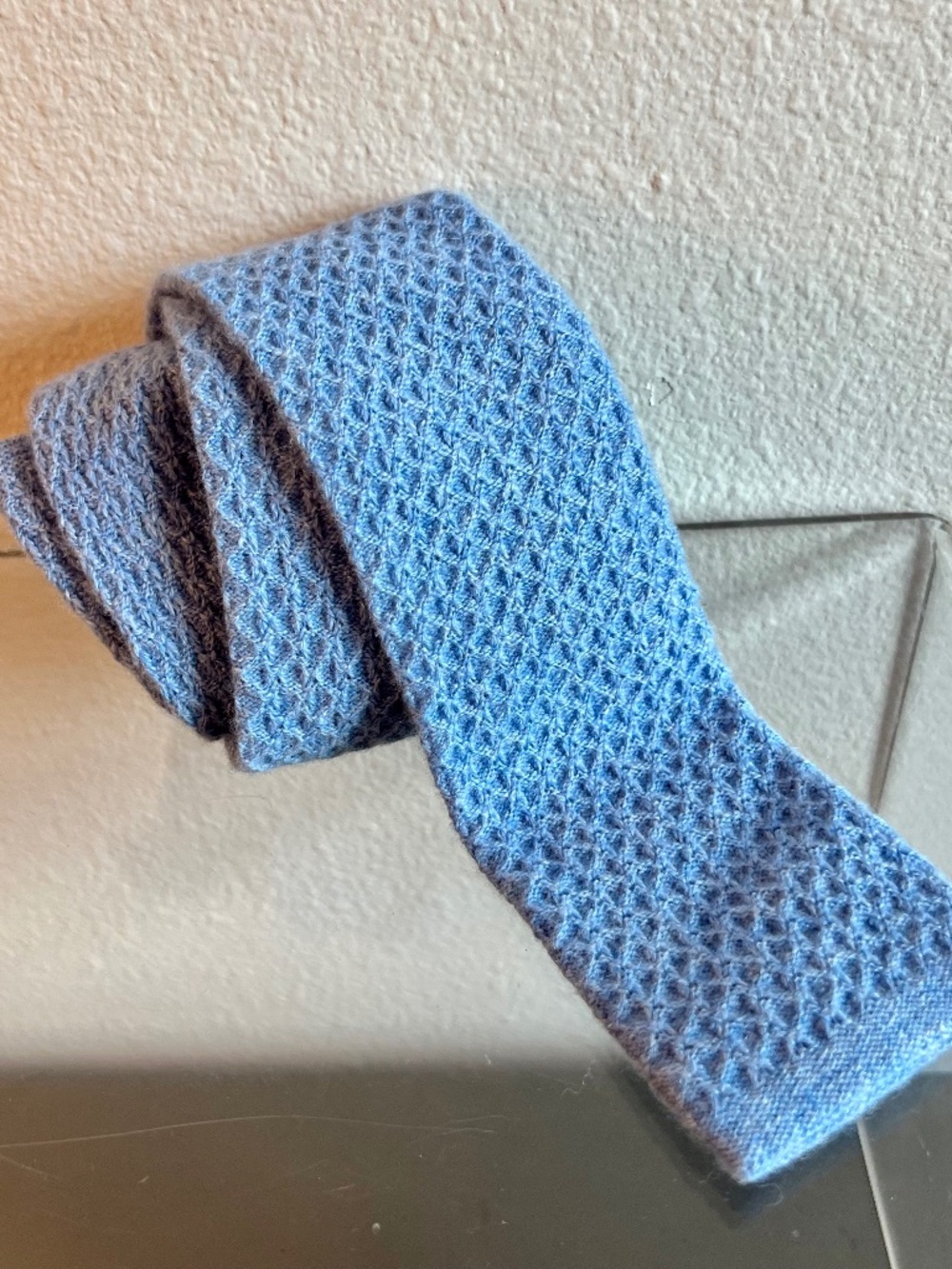 Paul Stuart Baby Blue Cashmere Knit Tie Luxury Designer Neckwear Old Money